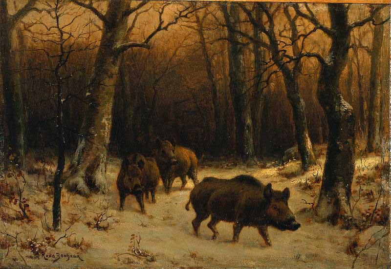 Rosa Bonheur Wild Boars in the Snow oil painting image